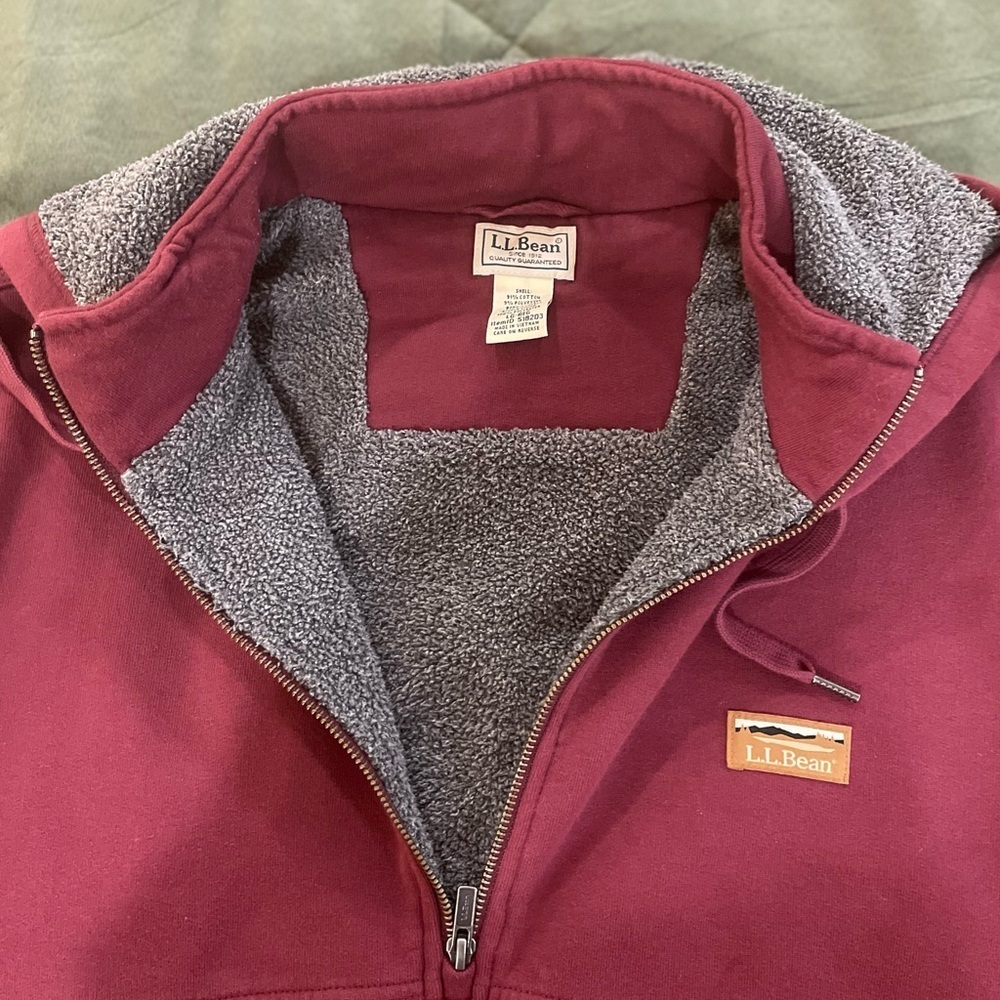 L.L. Bean Men's Maroon Zip-Up Sweater - Picture 2 of 8